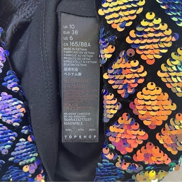 TOPSHOP Diamond Sequin Mini Party Slip Dress 6 - Picture 5 of 6